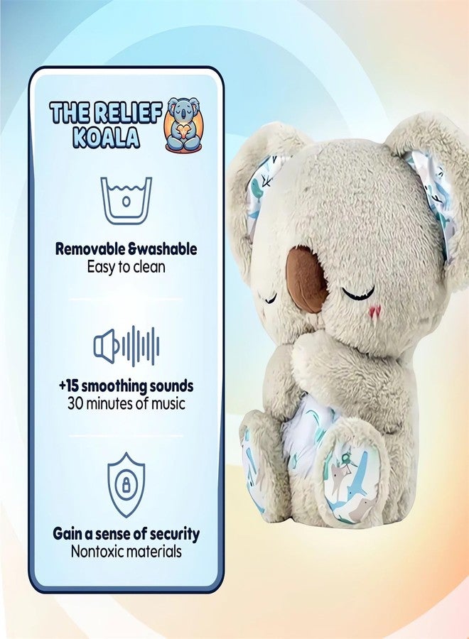 QFCST Relief Koala Breathing Stuffed Toy, Anxiety Relief Plush Breathing Animal, Sleeping Koala Plush Breathing with Musical Lights & Rhythmic Breathing Motion - Image 3